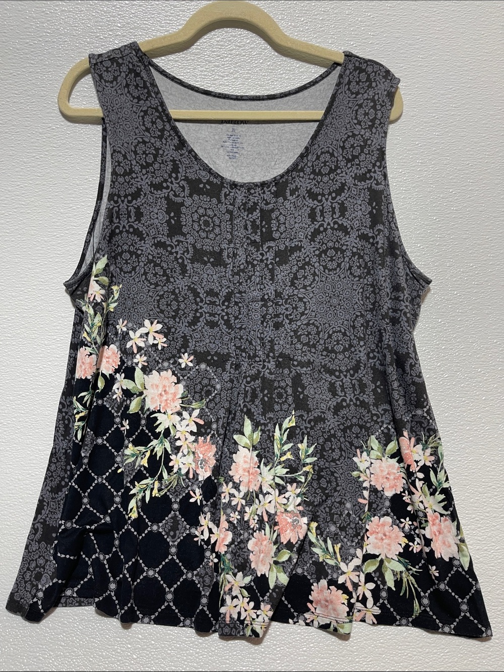 croft & barrow Black & Pink Floral A-Line Tank Top